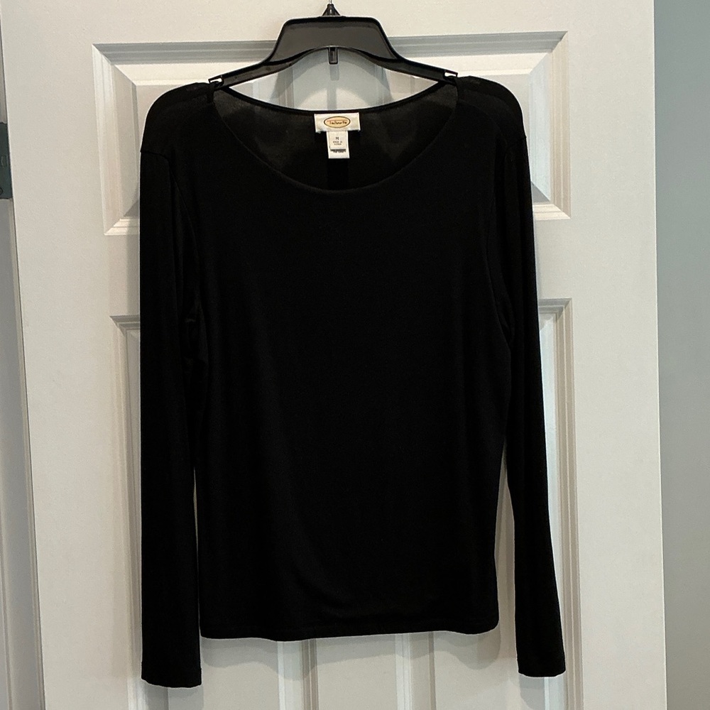 Talbots Black Long-Sleeve Scoop Neck Top